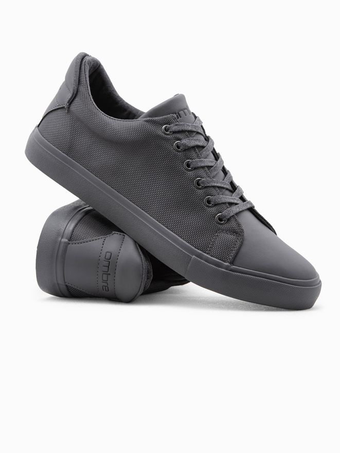 Buty męskie sneakersy BASIC z łączonych materiałów - szare V5 OM-FOCS-0105