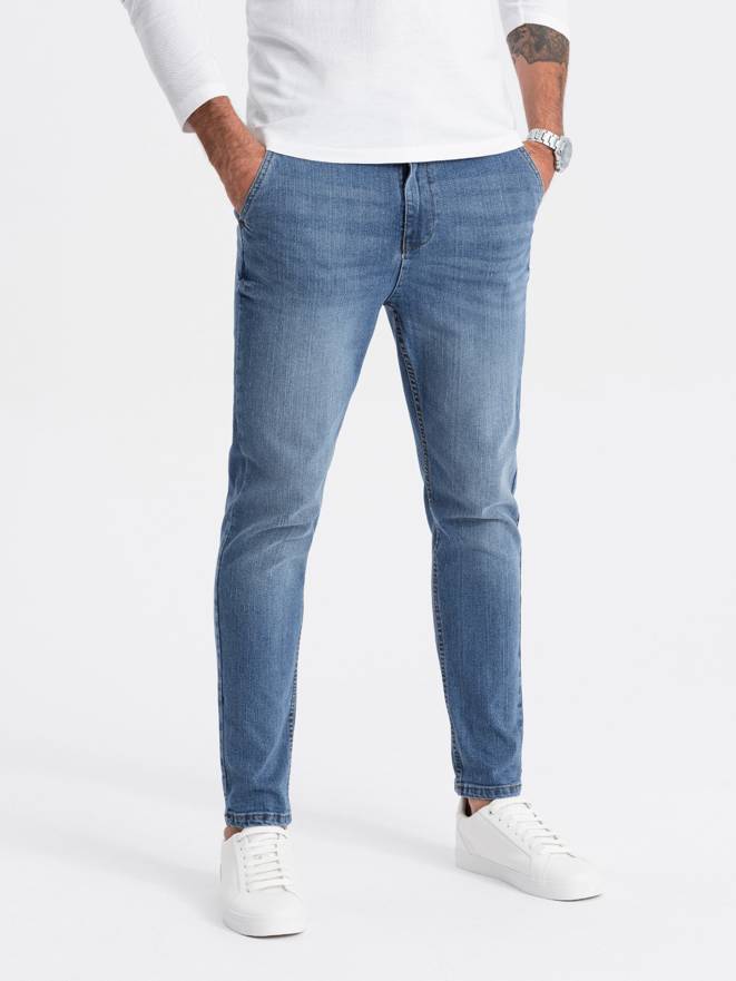Spodnie męskie jeansowe CARROT FIT - niebieskie V1 OM-PADP-0117