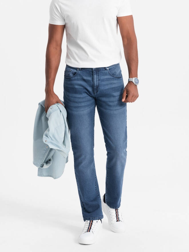 Spodnie męskie jeansowe STRAIGHT LEG - niebieskie V3 OM-PADP-0133