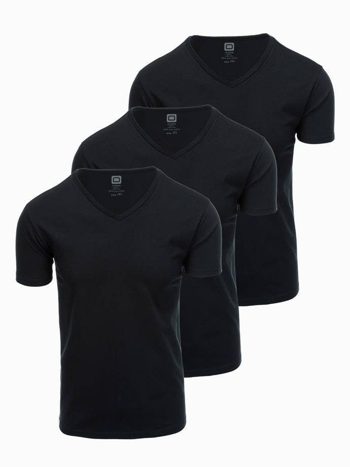 Zestaw koszulek bawełnianych V-NECK 3-pak - czarny V9 Z29